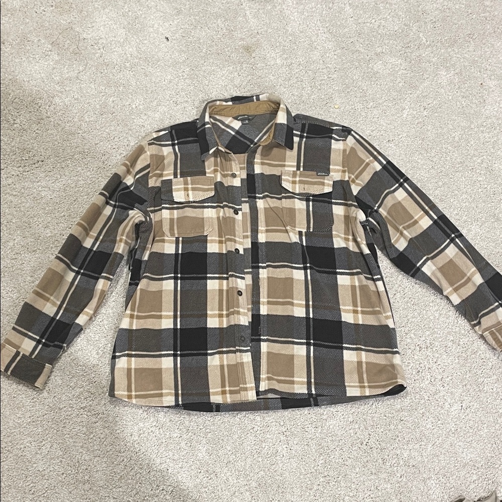 Men's Plaid Shirt - Black and Tan